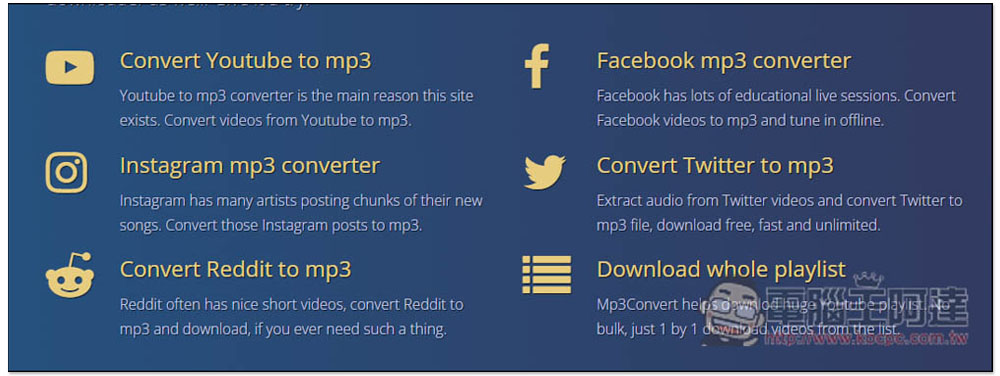Mp3convert.cc 可將 YouTube、FB、IG 影片轉成 MP3 的免費工具,支援播放清單 - 電腦王阿達 Mp3convert.cc 可將 YouTube、FB、IG 影片轉成 MP3 的免費工具,支援播放清單 - 電腦王阿達