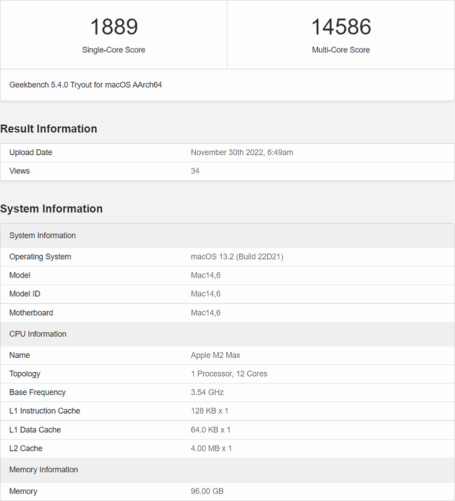 Apple M2 Max running score appeared!Equipped with 12 cores, CPU performance increased by 20% - Computer King Ada
