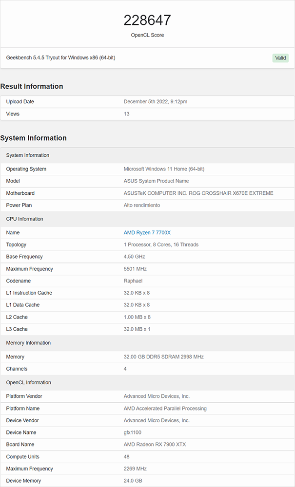 AMD Radeon RX 7900 XTX running score appeared on Geekbench 5, Vulkan is 20% faster than RTX 4080 – small tech news