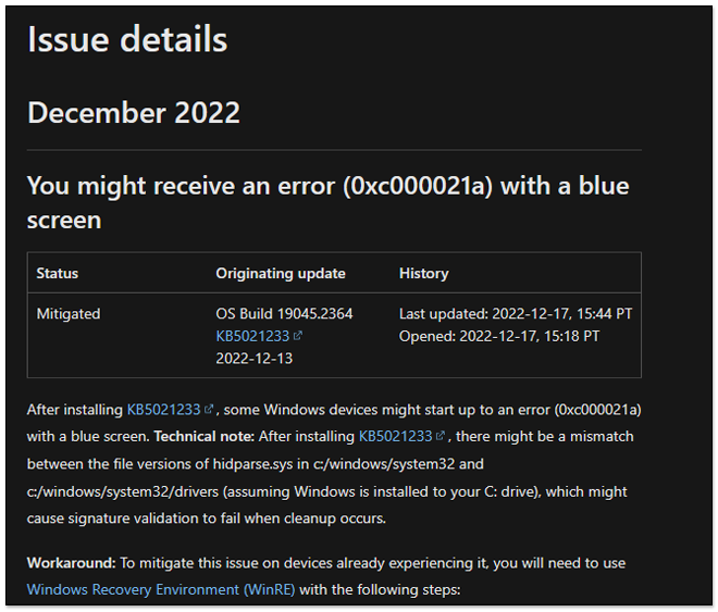 Slow down before updating!Microsoft confirms that the latest KB5021233 of Windows 10 will cause some devices to appear blue crash screen - Computer King Ada