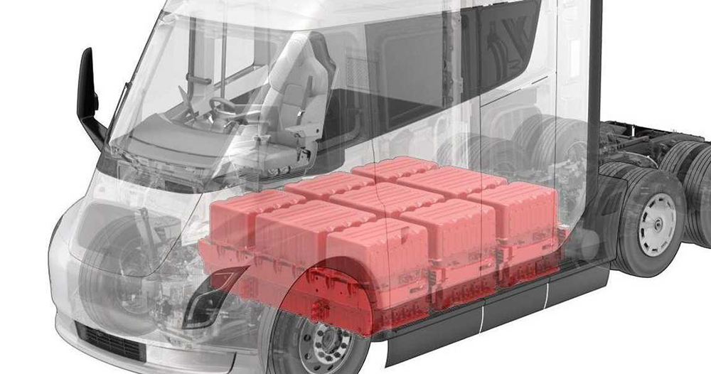 Tesla Semi 卡車電池模組等內部構造圖