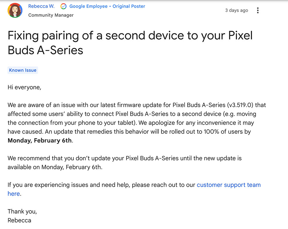 Google 正在修復 Pixel Buds A-Series 本週更新後出現的多設備配對問題 - 電腦王阿達 Google 正在修復 Pixel Buds A-Series 本週更新後出現的多設備配對問題 - 電腦王阿達