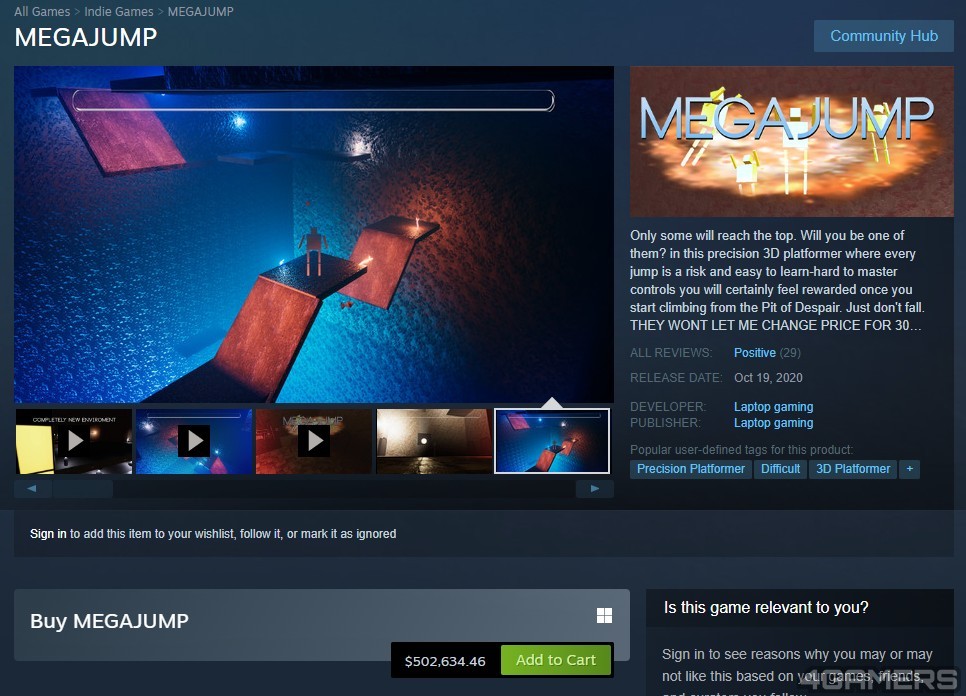 獨立製作人推出一款訂價 1500 萬的陽春小遊戲,試圖挑戰 Steam 平台極限 - 電腦王阿達 獨立製作人推出一款訂價 1500 萬的陽春小遊戲,試圖挑戰 Steam 平台極限 - 電腦王阿達