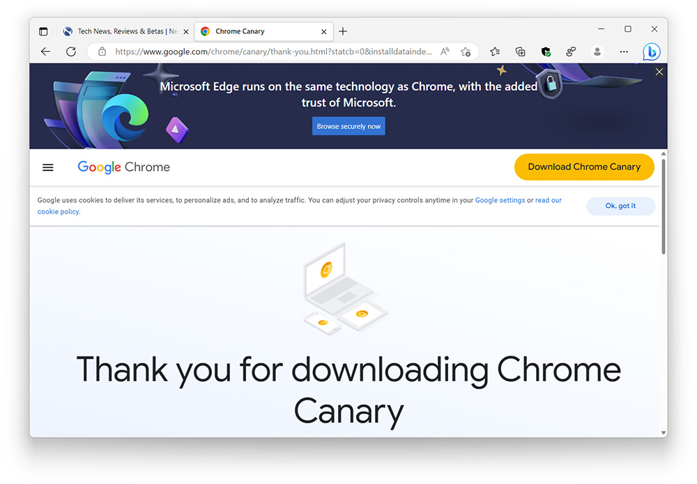 不甘成為 Chrome 下載器?微軟 Edge 在 Chrome 網頁加入巨型橫幅廣告 - 電腦王阿達 不甘成為 Chrome 下載器?微軟 Edge 在 Chrome 網頁加入巨型橫幅廣告 - 電腦王阿達