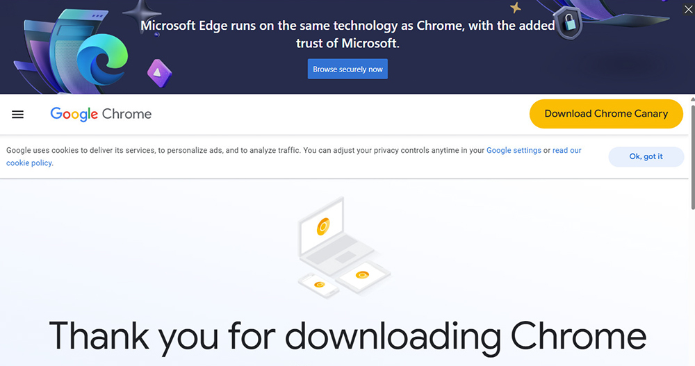 Edge 在 Chrome 網頁加入巨型橫幅廣告 Edge 在 Chrome 網頁加入巨型橫幅廣告