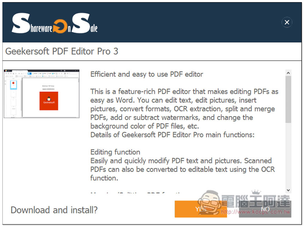 缺 PDF 編輯軟體嗎?支援中文的 Geekersoft PDF Editor Pro 3 專業軟體正在限免,現省 39.99 美金 - 電腦王阿達 缺 PDF 編輯軟體嗎?支援中文的 Geekersoft PDF Editor Pro 3 專業軟體正在限免,現省 39.99 美金 - 電腦王阿達
