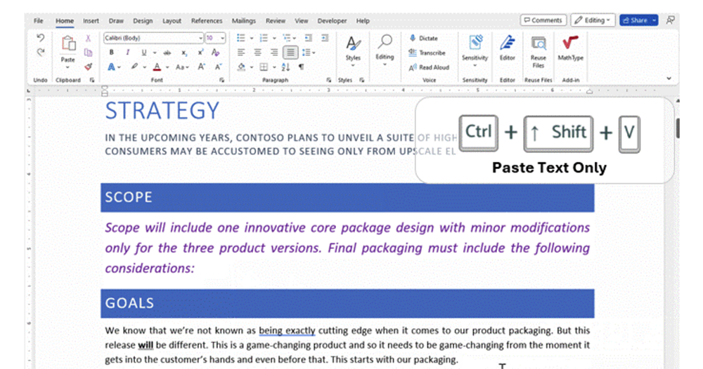 Microsoft Word 終於有快速鍵可以純文字貼上 Microsoft Word 終於有快速鍵可以純文字貼上