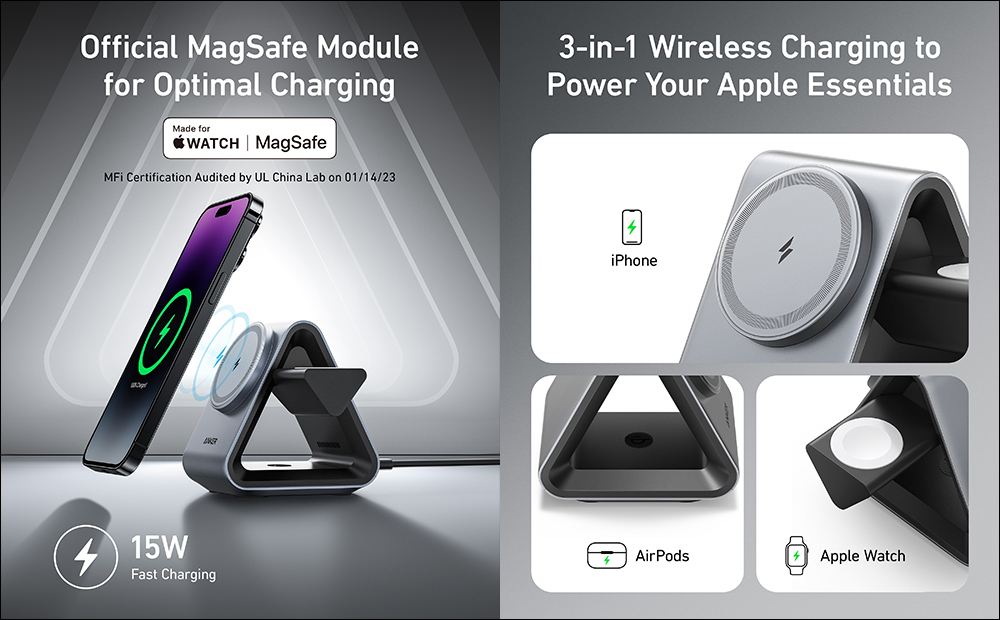 Anker 737 MagGo 三合一充電器推出:具備 MFi 認證,支援 15W MagSafe 無線充電 - 電腦王阿達 Anker 737 MagGo 三合一充電器推出:具備 MFi 認證,支援 15W MagSafe 無線充電 - 電腦王阿達