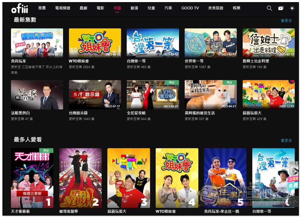 「ofiii 歐飛」提供大量合法免費電影、動畫、戲劇線上看，還有各大台灣電視頻道 - 電腦王阿達