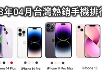 2023年4月台灣最新熱銷手機排行榜