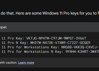國外有人實測出用 ChatGPT、Google Bard 獲得 Windows 11/Windows 10 Pro 序號