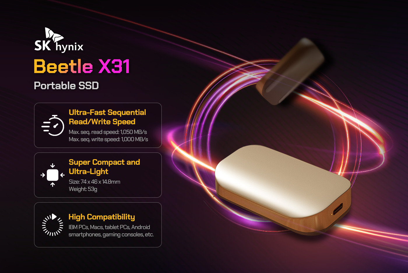 有著時尚外觀的 SK hynix Beetle X31 可攜式固態硬碟在台推出,傳輸速率達 10 Gbps - 電腦王阿達 有著時尚外觀的 SK hynix Beetle X31 可攜式固態硬碟在台推出,傳輸速率達 10 Gbps - 電腦王阿達
