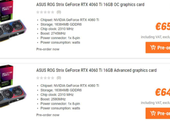 外媒發現華碩最新推出的 RTX 4060 Ti 16GB 顯卡，竟然比一些 RTX 4070 還貴