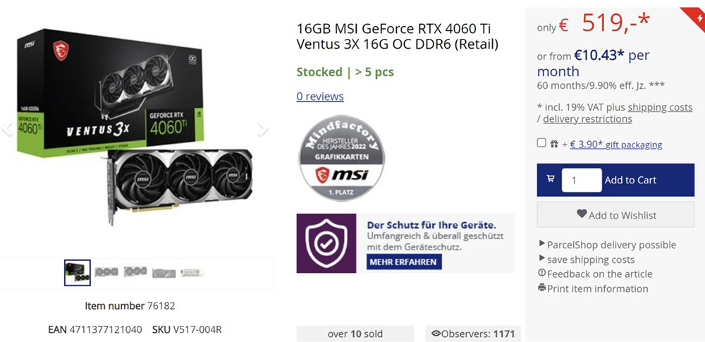 才開賣不到幾天，國外 NVIDIA RTX 4060 Ti 16GB 已經跌破建議售價了 - 電腦王阿達