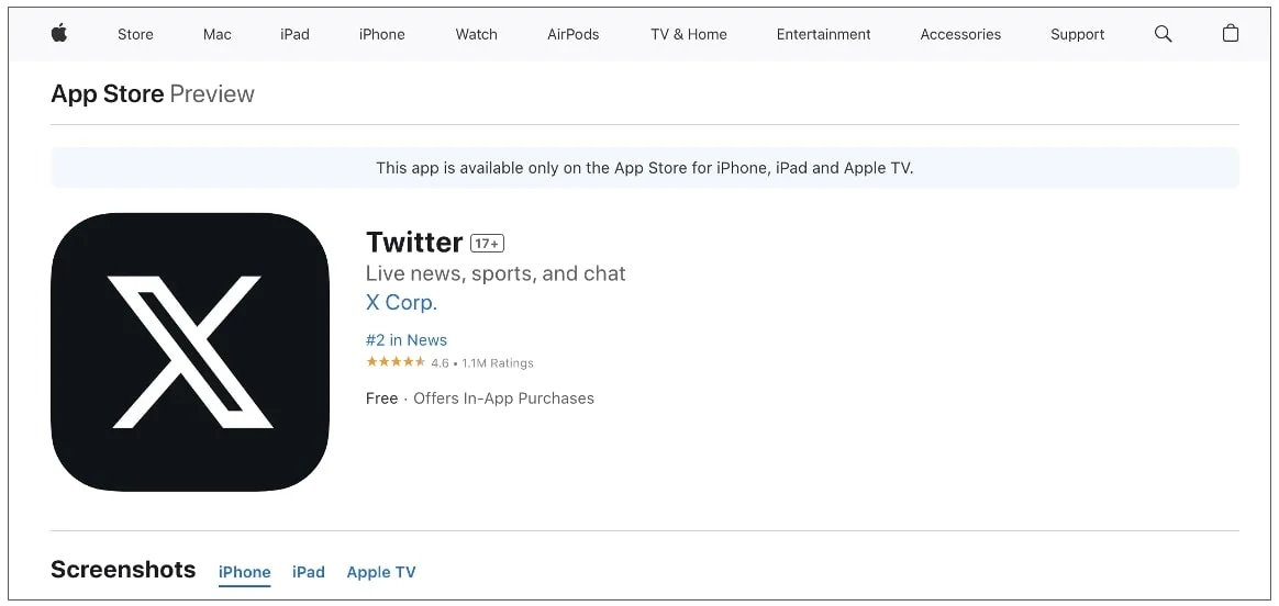 Twitter 想把 iOS 應用程式的名字也改成 X，但被 Apple 拒絕了 - 電腦王阿達
