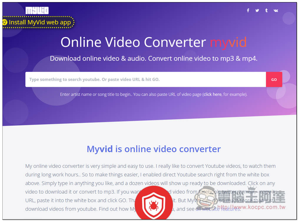Myvid 線上影音免費下載器，將網路影片轉 Mp3 或 Mp4（內建 YouTube 搜尋功能） - 電腦王阿達