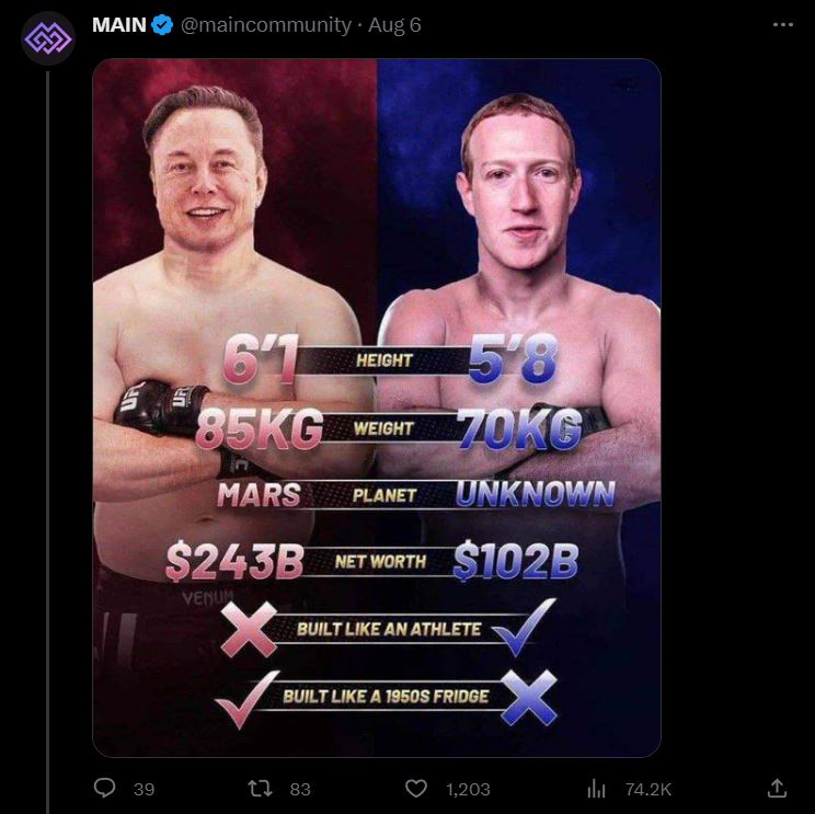 伊隆·馬斯克(Elon Musk)宣布與馬克·祖克柏(Mark Zuckerberg)的決鬥將在 X 進行直播 - 電腦王阿達 伊隆·馬斯克(Elon Musk)宣布與馬克·祖克柏(Mark Zuckerberg)的決鬥將在 X 進行直播 - 電腦王阿達