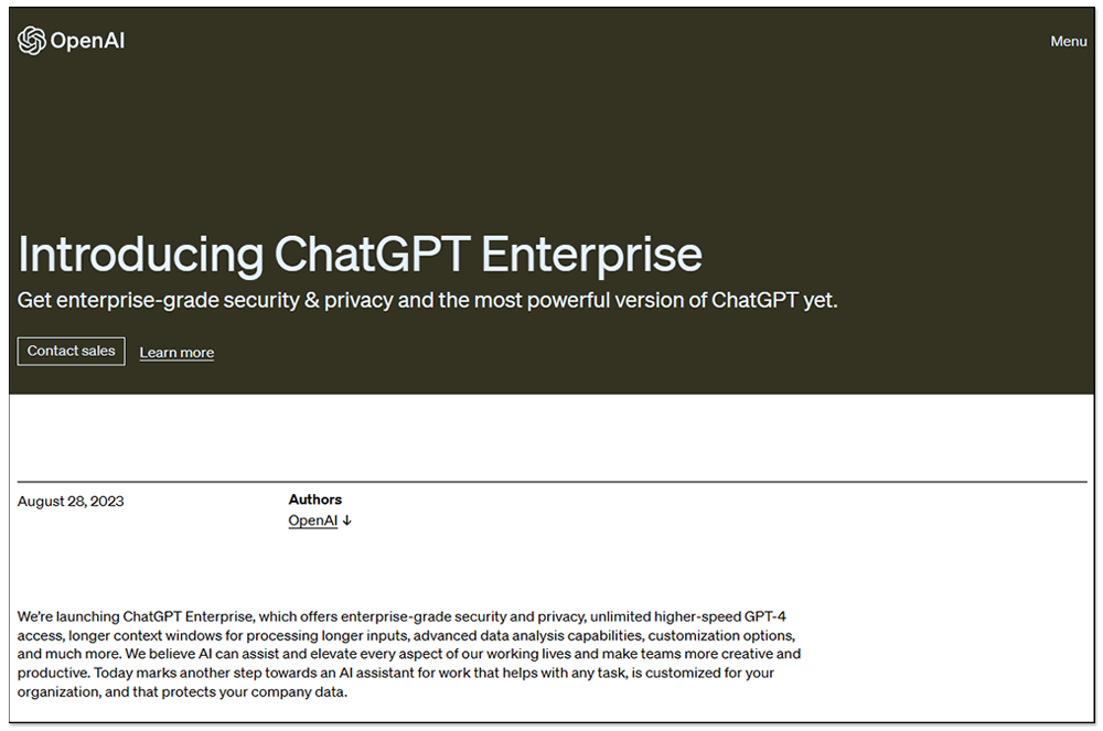 ChatGPT Enterprise 企業版正式登場!GPT-4 無限用、速度快 2 倍、安全性更高 - 電腦王阿達 ChatGPT Enterprise 企業版正式登場!GPT-4 無限用、速度快 2 倍、安全性更高 - 電腦王阿達