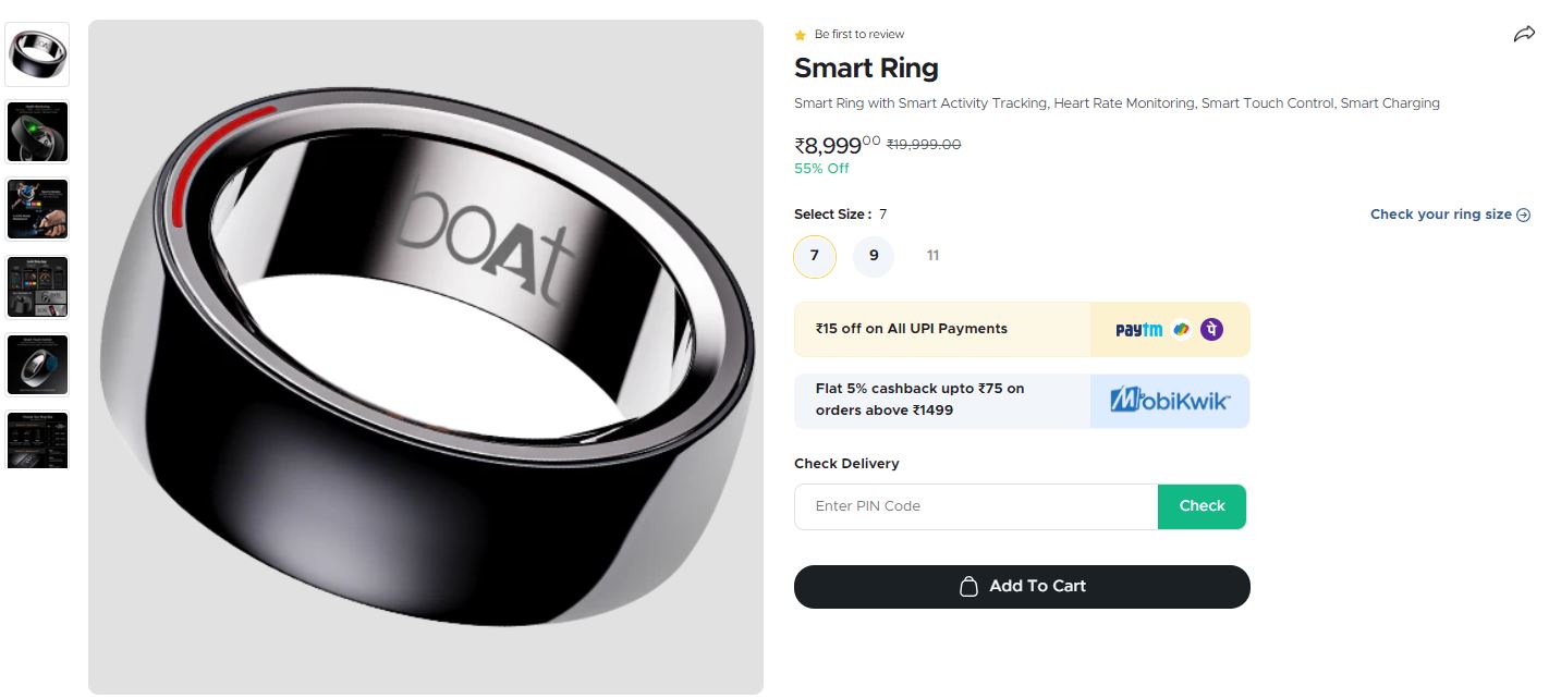 戴在手指的未來：探索印度BoAt公司的多功能智慧型戒指Smartring Gen 1 - 電腦王阿達