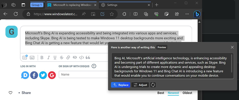Microsoft Edge 正在測試一項全新「AI 寫作」功能,使用 ChatGPT 和 Bing AI - 電腦王阿達 Microsoft Edge 正在測試一項全新「AI 寫作」功能,使用 ChatGPT 和 Bing AI - 電腦王阿達