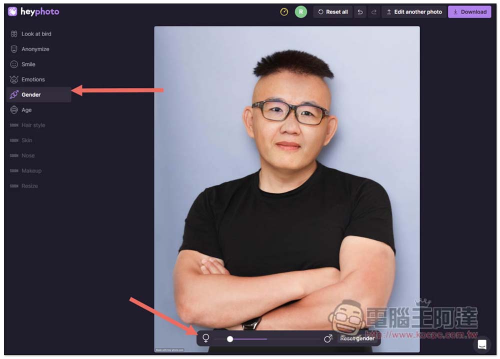 HeyPhoto 透過 AI 來惡搞人像照片的免費工具,眼神方向、年齡、性別等都能調整 - 電腦王阿達 HeyPhoto 透過 AI 來惡搞人像照片的免費工具,眼神方向、年齡、性別等都能調整 - 電腦王阿達