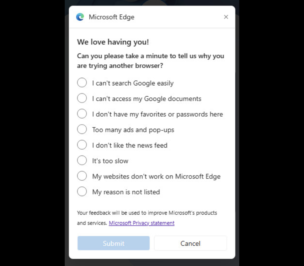 微軟在你裝 Chrome 前希望告訴他「為什麼!!」 微軟在你裝 Chrome 前希望告訴他「為什麼!!」