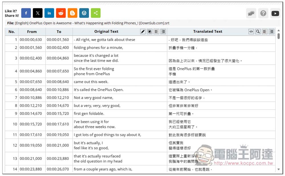 Translate Subtitles 線上免費字幕翻譯工具，一鍵輕鬆將國外字幕翻成中文 - 電腦王阿達