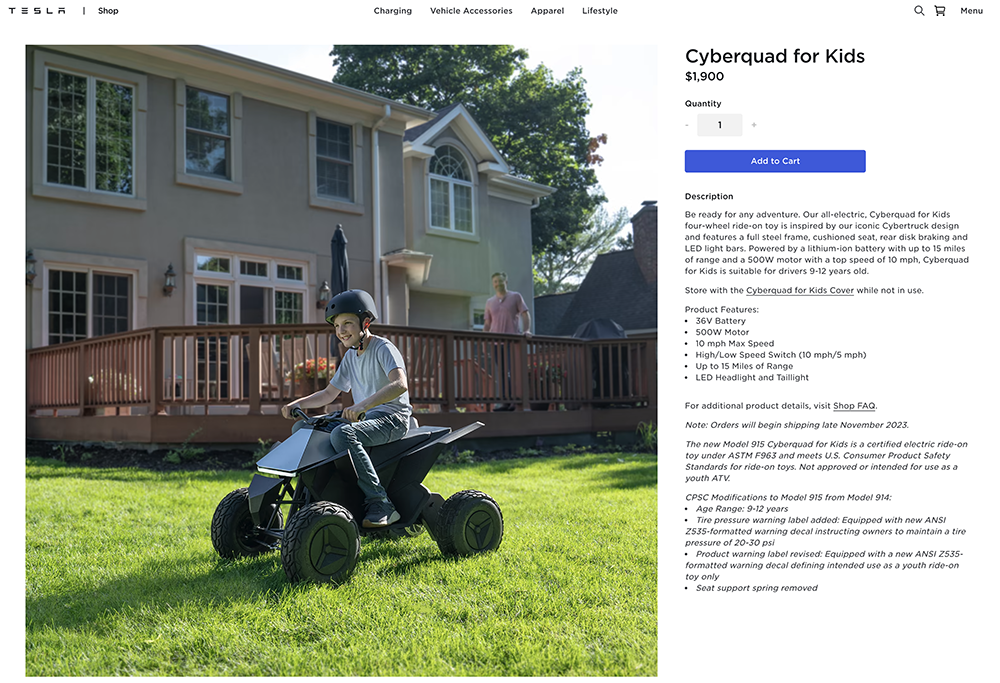 已符安全標準,致敬 Cybertruck 皮卡的 Cyberquad 電動玩具車再次上架特斯拉官網 - 電腦王阿達 已符安全標準,致敬 Cybertruck 皮卡的 Cyberquad 電動玩具車再次上架特斯拉官網 - 電腦王阿達