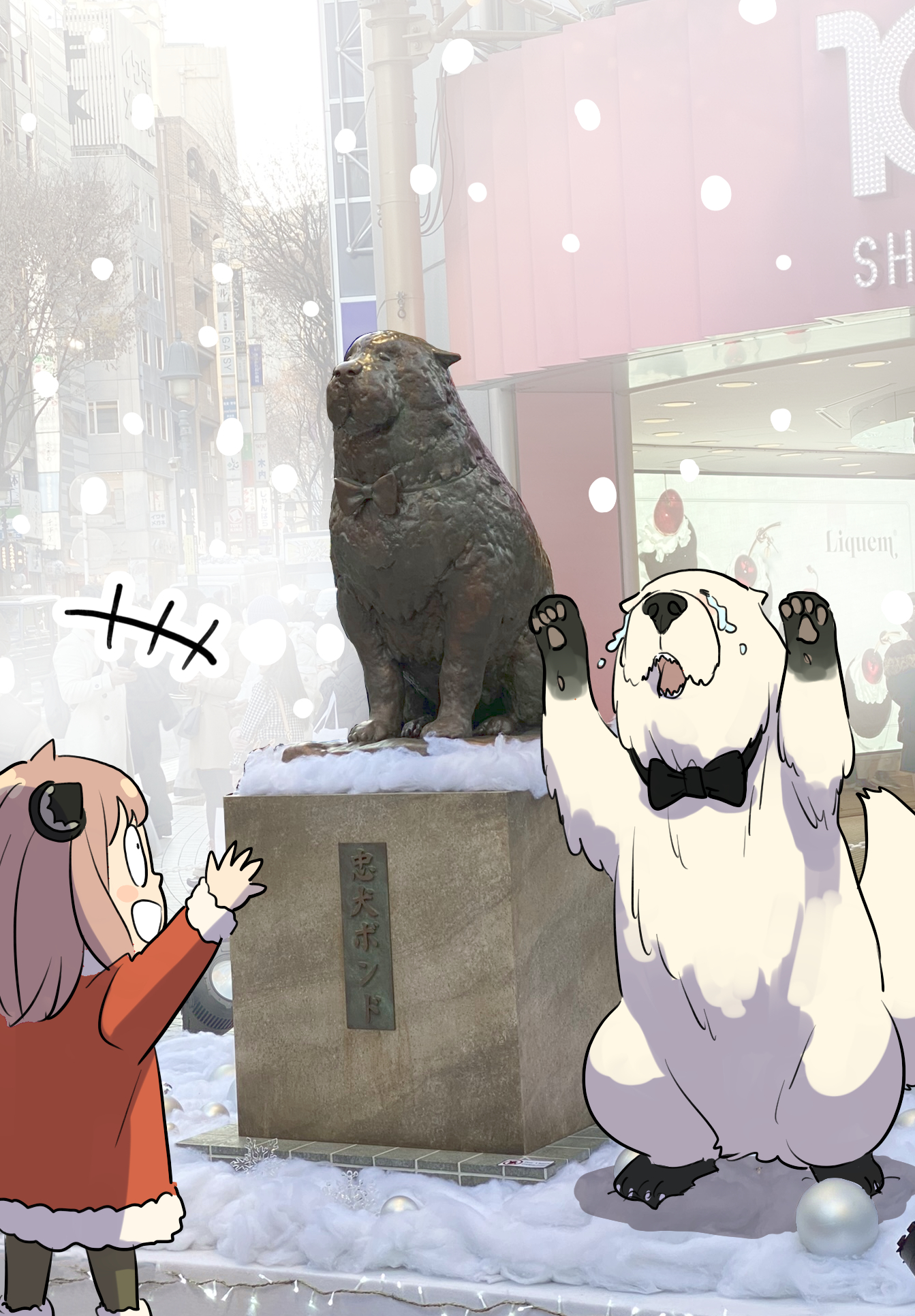 間諜家家酒官方玩梗 在澀谷 SHIBUYA109 門口放置「忠犬彭德」雕像 - 電腦王阿達 間諜家家酒官方玩梗 在澀谷 SHIBUYA109 門口放置「忠犬彭德」雕像 - 電腦王阿達
