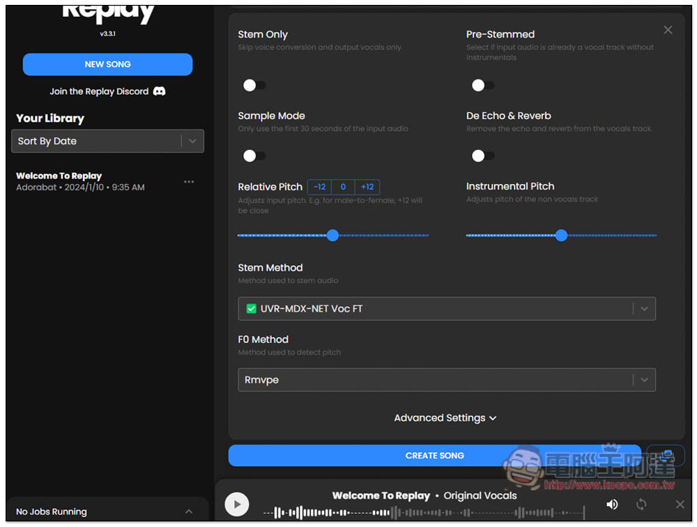 Replay 利用 AI 來翻唱你喜歡的歌曲、將人聲和伴奏分離,支援 YouTube - 電腦王阿達 Replay 利用 AI 來翻唱你喜歡的歌曲、將人聲和伴奏分離,支援 YouTube - 電腦王阿達