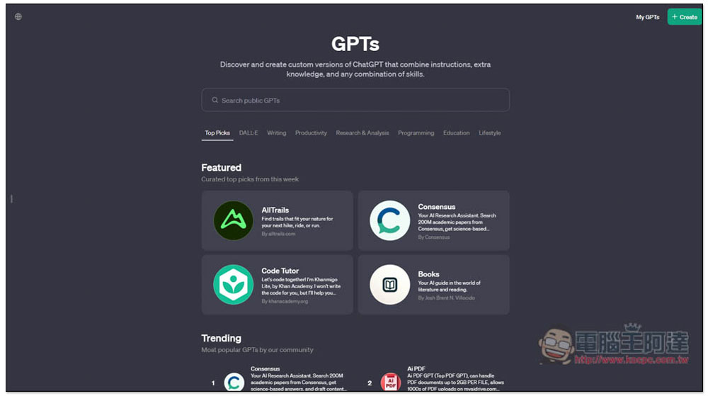 ChatGPT 官方 GPTs 商店正式開放，教你怎麼使用 - 電腦王阿達