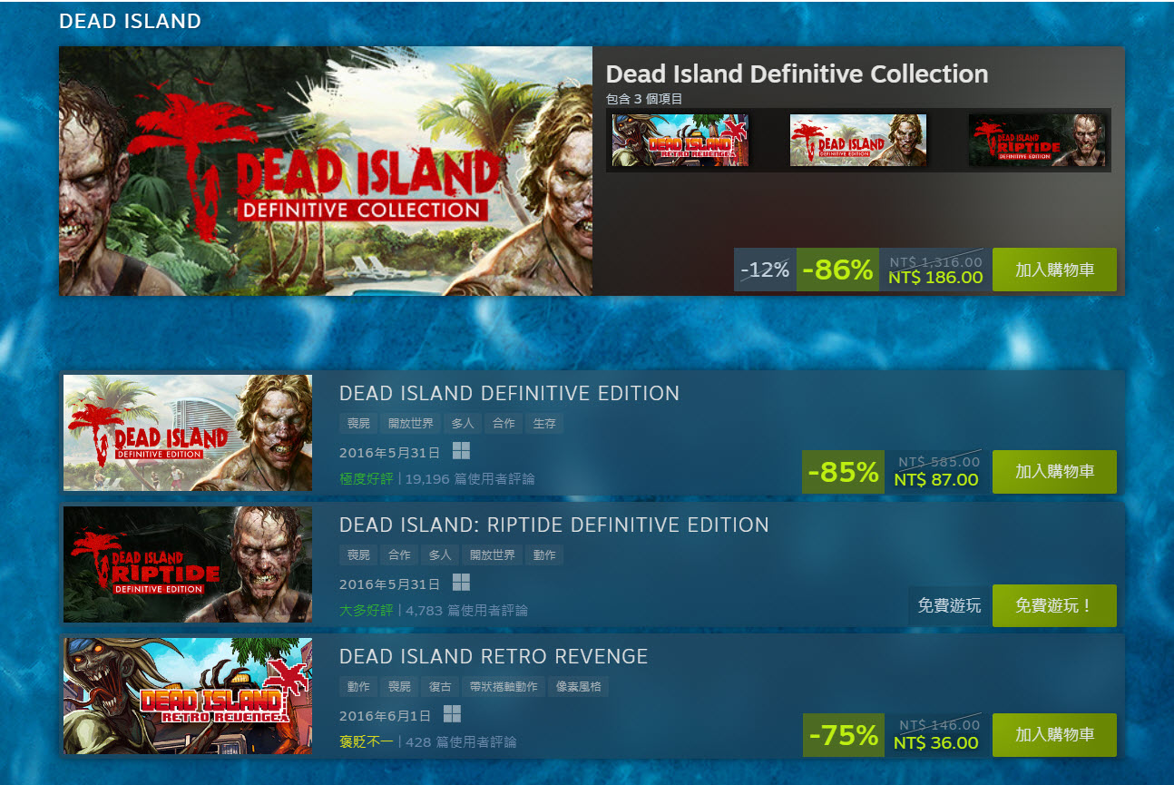 Steam大多好評第一人稱殭屍射擊遊戲 《死亡之島：激流決定版》48 小時限時免費下載 - 電腦王阿達