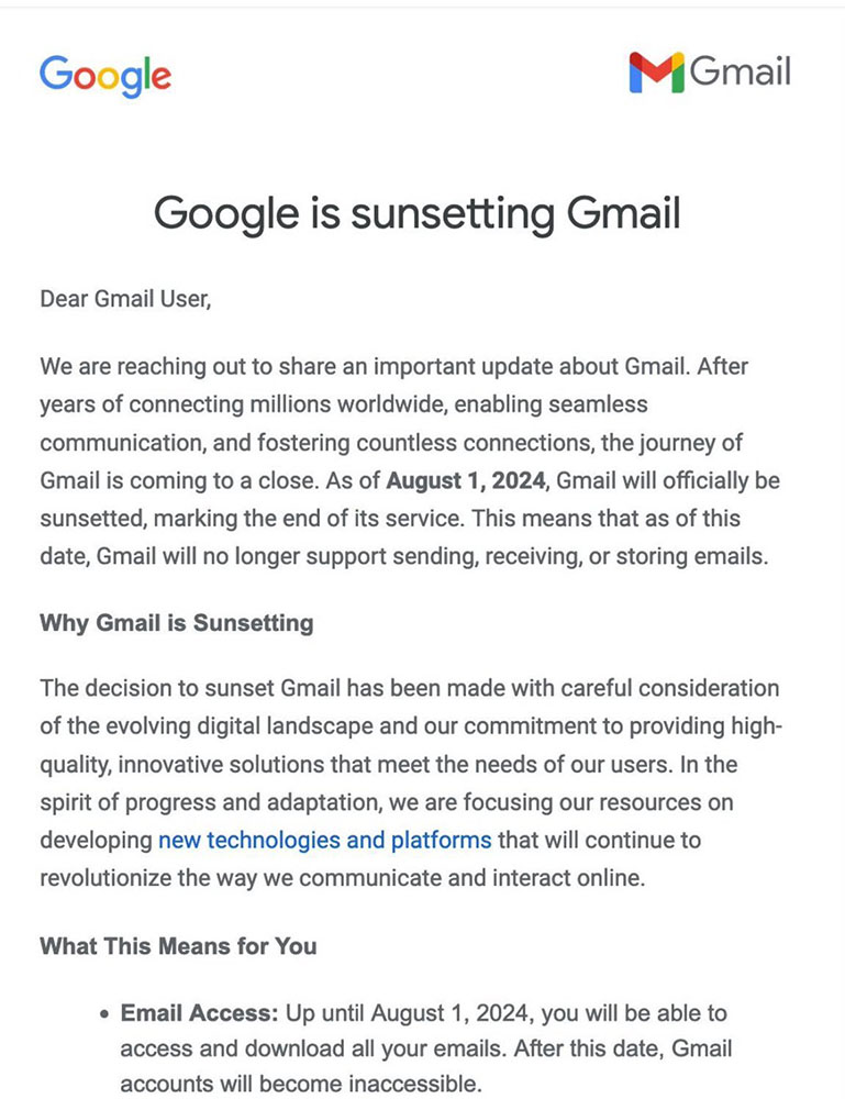 網傳 Gmail 即將於今年 8 月 1 日停止服務?別擔心,這是假消息 - 電腦王阿達 網傳 Gmail 即將於今年 8 月 1 日停止服務?別擔心,這是假消息 - 電腦王阿達