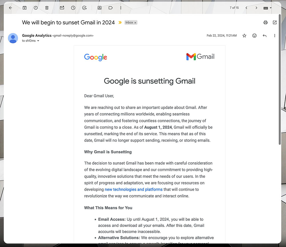 網傳 Gmail 即將於今年 8 月 1 日停止服務?別擔心,這是假消息 - 電腦王阿達 網傳 Gmail 即將於今年 8 月 1 日停止服務?別擔心,這是假消息 - 電腦王阿達