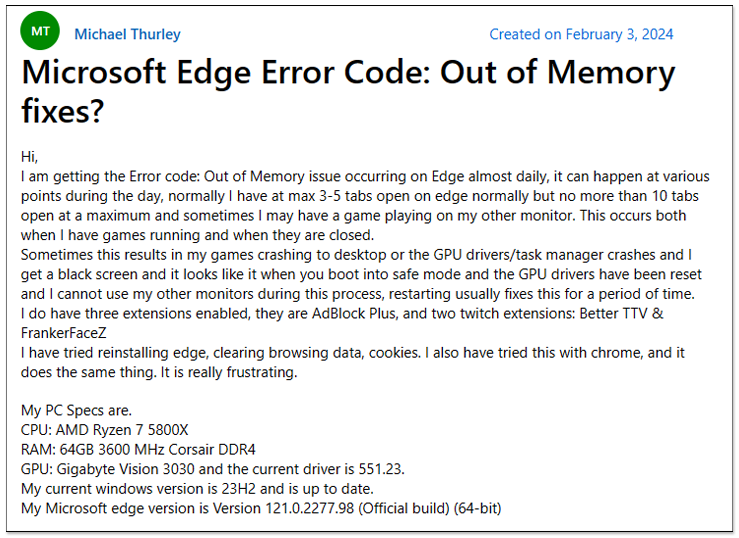 微軟確認 Microsoft Edge 有「記憶體不足而無法載入網頁」的錯誤,已經推出修復版本 - 電腦王阿達 微軟確認 Microsoft Edge 有「記憶體不足而無法載入網頁」的錯誤,已經推出修復版本 - 電腦王阿達