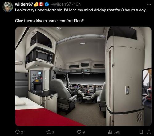 特斯拉電動卡車 Semi 內裝設計公開 跟一般卡車比少了「這個」 - 電腦王阿達