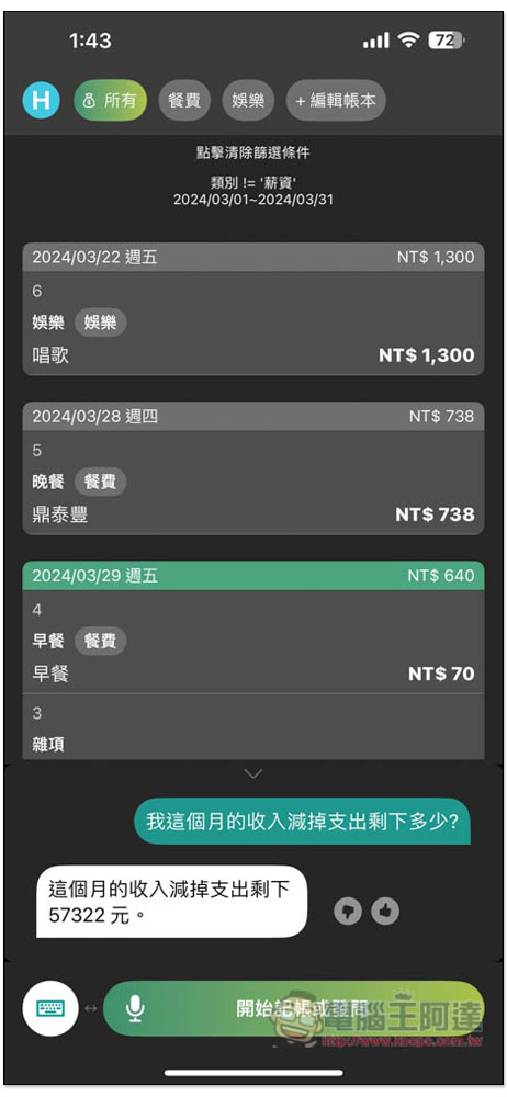 「說說記帳」超好用 AI 語音記帳 App,用說的就能記錄支出、收入、獲得統計報告 - 電腦王阿達 「說說記帳」超好用 AI 語音記帳 App,用說的就能記錄支出、收入、獲得統計報告 - 電腦王阿達