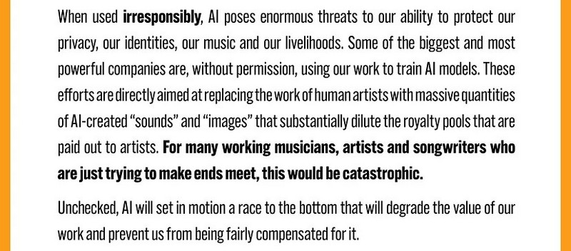 Billie Eilish 和 Nicki Minaj 等超過 200 名藝術家聯合呼籲停止在音樂產業使用 AI 的行為 - 電腦王阿達