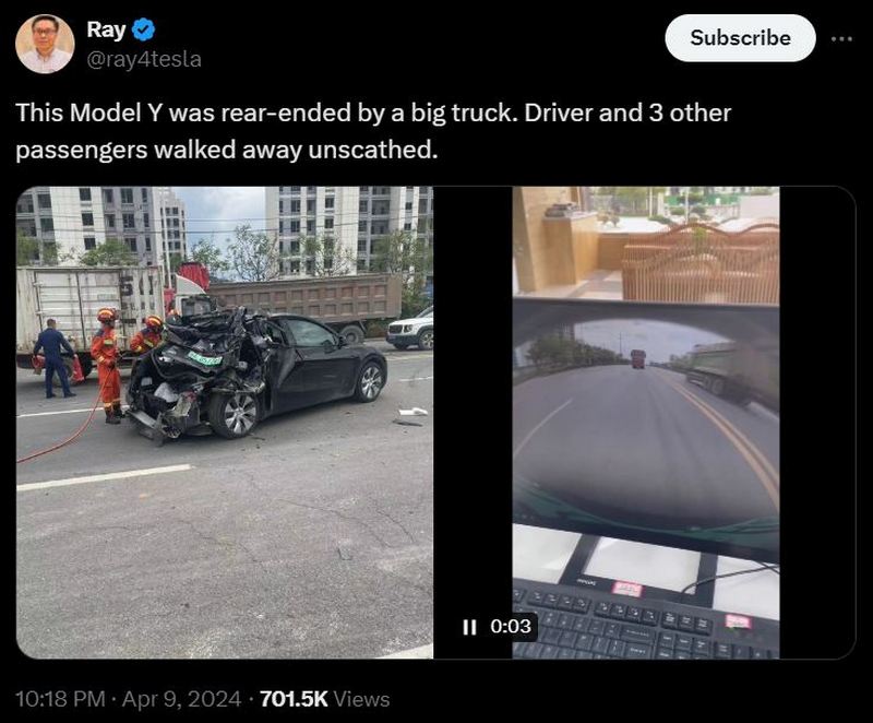 中國特斯拉 Model Y 遭聯結車從後方衝撞 車尾接近全毀但車內駕駛與乘客毫髮無傷 - 電腦王阿達 中國特斯拉 Model Y 遭聯結車從後方衝撞 車尾接近全毀但車內駕駛與乘客毫髮無傷 - 電腦王阿達