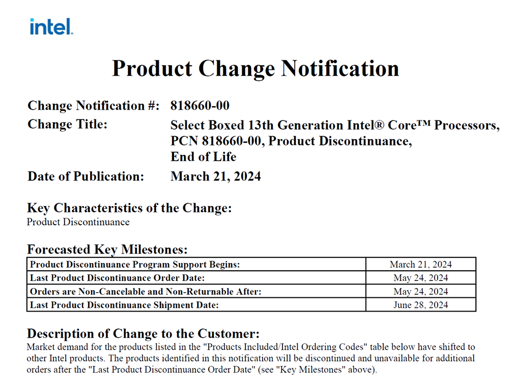 超短命，Intel 宣布第 13 代 K 系列處理器盒裝將於下個月停產 - 電腦王阿達