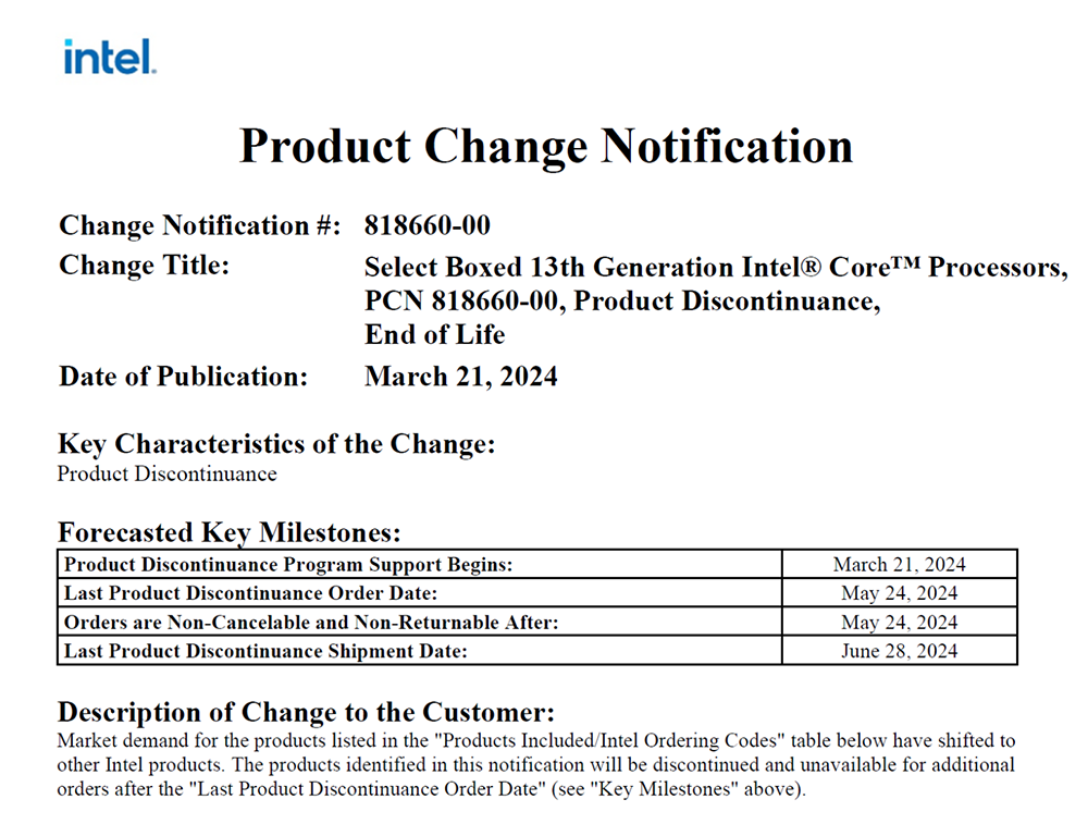 超短命,Intel 宣布第 13 代 K 系列處理器盒裝將於下個月停產 - 電腦王阿達 超短命,Intel 宣布第 13 代 K 系列處理器盒裝將於下個月停產 - 電腦王阿達
