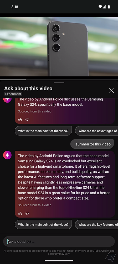 YouTube 全新 AI 功能看起來很實用，無需看完就能知道影片重點、獲得想要的答案 - 電腦王阿達