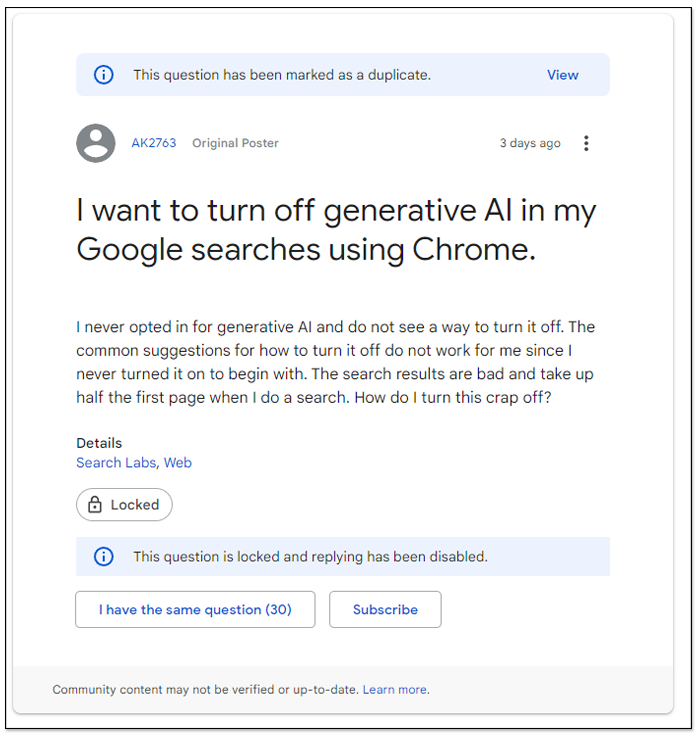 Google AI Overviews 搜尋評價如何?大量國外用戶抱怨想把這功能關掉,還有人開發出封鎖的擴充功能 - 電腦王阿達 Google AI Overviews 搜尋評價如何?大量國外用戶抱怨想把這功能關掉,還有人開發出封鎖的擴充功能 - 電腦王阿達