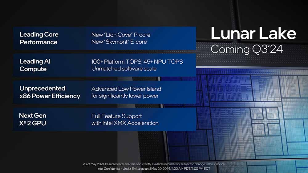 Intel 確認下一代 Lunar Lake 行動平台會在 Q3 推出,宣稱 AI 效能比高通還強 - 電腦王阿達 Intel 確認下一代 Lunar Lake 行動平台會在 Q3 推出,宣稱 AI 效能比高通還強 - 電腦王阿達