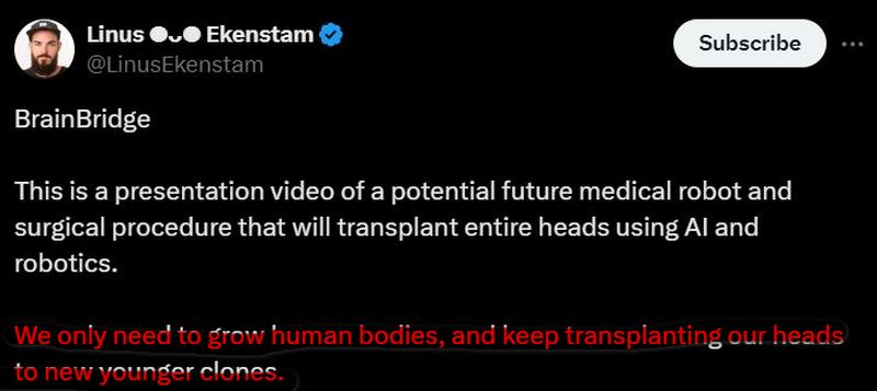 腦機接口、AI 輔助:國外初創 公司 BrainBridge 開發「頭部移植系統」移植人類頭顱 - 電腦王阿達 腦機接口、AI 輔助:國外初創 公司 BrainBridge 開發「頭部移植系統」移植人類頭顱 - 電腦王阿達