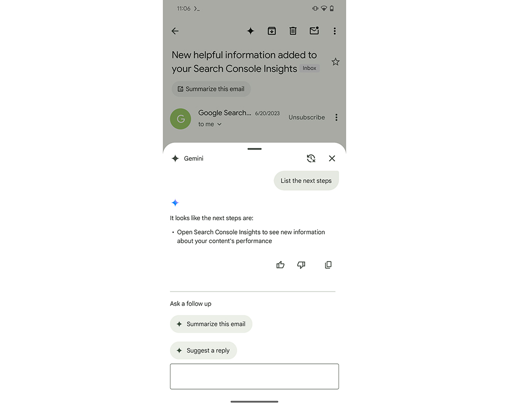 Gmail app 開始出現能幫你總結冗長信件內容的 Gemini AI 按鈕 Gmail app 開始出現能幫你總結冗長信件內容的 Gemini AI 按鈕