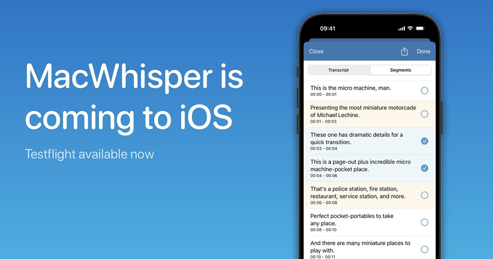 AI 轉錄工具 MacWhisper 登陸 iOS 測試版動手玩,一樣可以載入本地語言模型! - 電腦王阿達 AI 轉錄工具 MacWhisper 登陸 iOS 測試版動手玩,一樣可以載入本地語言模型! - 電腦王阿達