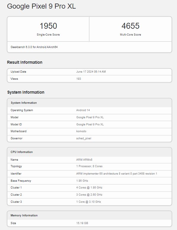 Google Pixel 9 Pro XL 跑分首次現身 Geekbench,效能比上一代提升約 10% - 電腦王阿達 Google Pixel 9 Pro XL 跑分首次現身 Geekbench,效能比上一代提升約 10% - 電腦王阿達