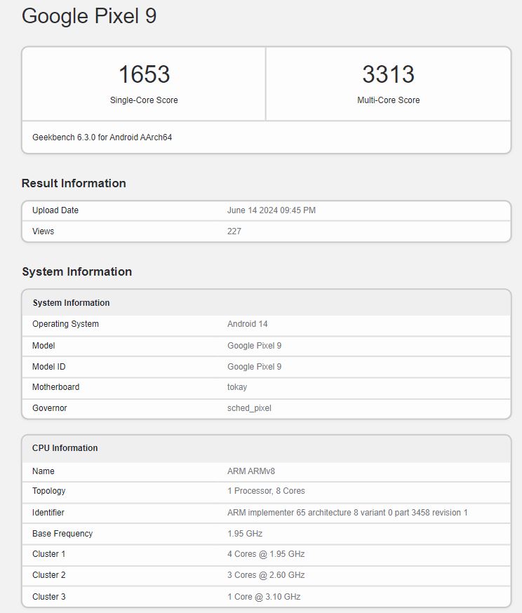 Google Pixel 9 Pro XL 跑分首次現身 Geekbench,效能比上一代提升約 10% - 電腦王阿達 Google Pixel 9 Pro XL 跑分首次現身 Geekbench,效能比上一代提升約 10% - 電腦王阿達