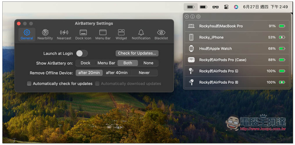 AirBattery 在 Mac 選單列中即時查看 iPhone、iPad、AirPods、Apple Watch 的電量狀況 - 電腦王阿達 AirBattery 在 Mac 選單列中即時查看 iPhone、iPad、AirPods、Apple Watch 的電量狀況 - 電腦王阿達